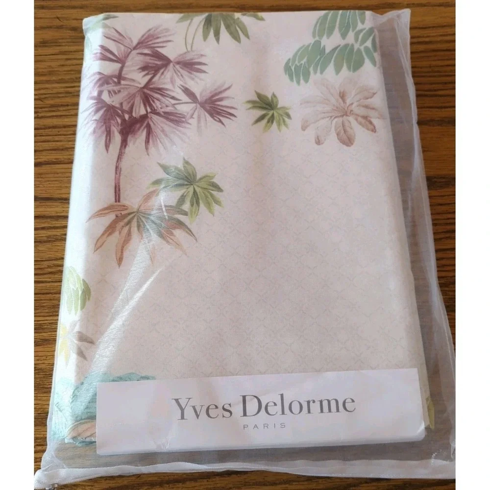 NWT Yves Delorme Paris LAOS 100% Organic Cotton Queen Duvet Cover Floral France‎